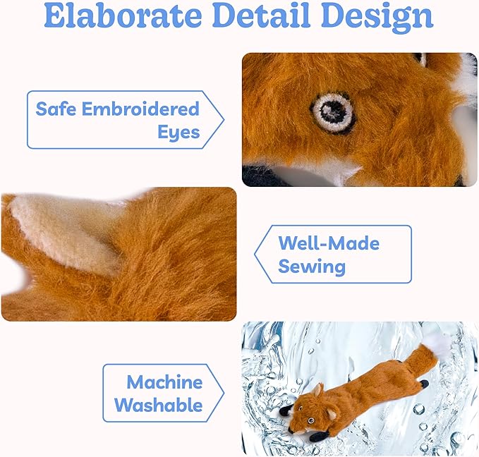 SHARLOVY Dog Squeaky Toys No Stuffing 3 Pack Plush Dog Toys for Medium Dog Toys Crinkle Dog Toys Durable Dog Chew Toys Cute Animals Puppy Toys for Teething Pet Toys - PAWPICO