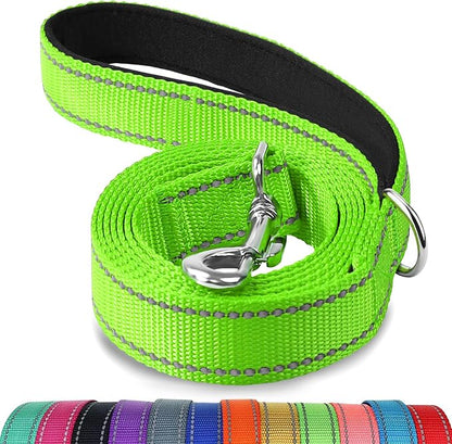 Joytale Double-Sided Reflective Dog Leash, 6 FT/5 FT/4 FT, Padded Handle Nylon Heavy Duty Leashes for Small & Medium Dogs Walking, Green, 5FT Joytale