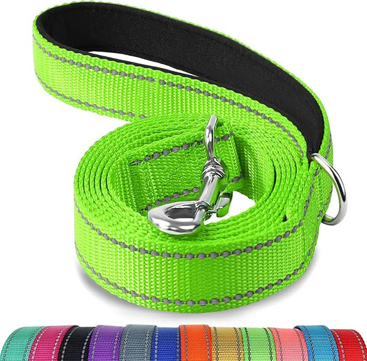 Joytale Double-Sided Reflective Dog Leash, 6 FT/5 FT/4 FT, Padded Handle Nylon Heavy Duty Leashes for Small & Medium Dogs Walking, Green, 5FT Joytale
