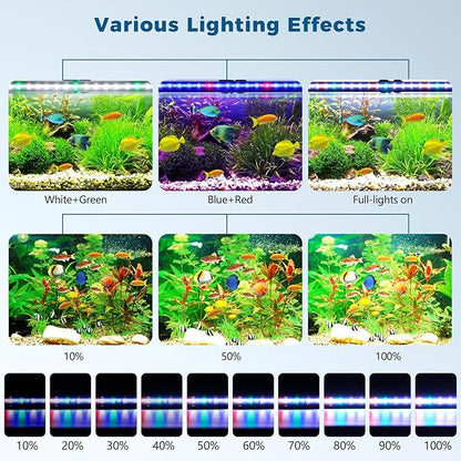 Tatub 36'' Submersible Aquarium Light with 3 Lighting Modes,12.7W Full Spectrum Led Fish Tank Light with 10 Levels of Brightness,Underwater Aquarium Lights for Fish Tank with Timer Auto On/Off Tatub