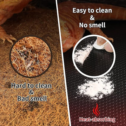 Bearded Dragon Tank Accessories, Reptile Carpet Bedding, Non-Adhesive Reptile Mat Warming Reptile Terrarium Liner Substrate for Leopard Gecko, Snake, Lizard, Tortoise, Iguana Black(18"x72") SISIPAILIFE