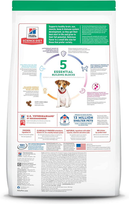 Hill's Science Diet Puppy, Puppy Premium Nutrition, Small Kibble, Dry Dog Food, Chicken & Brown Rice, 12.5 lb Bag - PAWPICO
