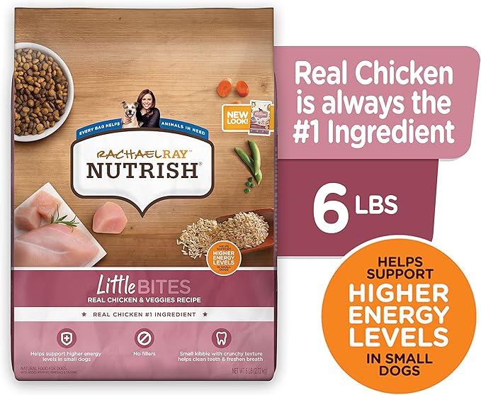 Nutrish Rachael Ray Little Bites Dry Dog Food, Chicken & Veggies Recipe for Small Breeds, 6 Pounds - PAWPICO