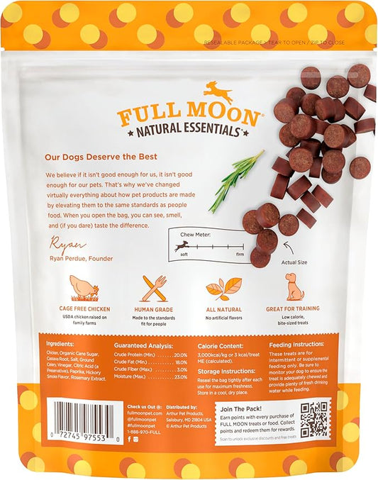 Full Moon All Natural Human Grade Dog Treats, Essential Chicken Savory Bites, 16 Ounce (Pack of 2) - PAWPICO