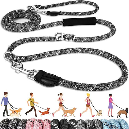Lukovee Hands Free Dog Leash, 10FT Adjustable Dog Training Leash 1/2 Inch Nylon Heavy Duty Lead No Pull for Large Medium Dogs, Tangle Free Reflective Waist Leash for Dog Walking Running, Black&Gray Lukovee