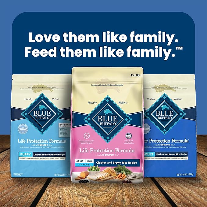 Blue Buffalo Life Protection Formula Adult Small Breed Dry Dog Food, Supports High Energy Needs, Made with Natural Ingredients, Chicken & Brown Rice Recipe, 15-lb Bag - PAWPICO
