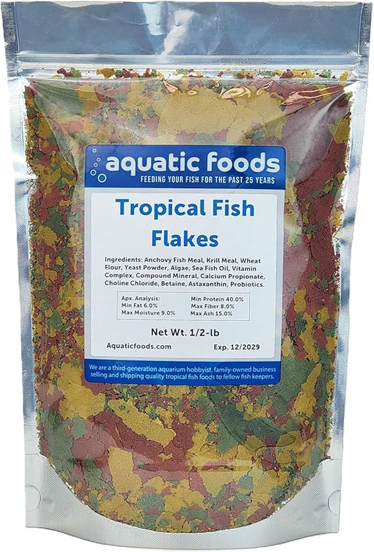 Aquatic Foods Inc. Premium Community Tropical Fish Flakes. All-Around Flakes for Tetras, Livebearers, Gouramis, Anglefish, Cichlids, Goldfish, Guppies, Mollies 1/2-lb Bag Aquatic+Foods+Inc.