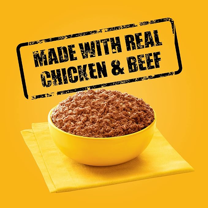 PEDIGREE CHOPPED GROUND DINNER Adult Canned Soft Wet Dog Food Combo with Chicken, Liver & Beef, 13.2 oz. Cans (Pack of 12) - PAWPICO
