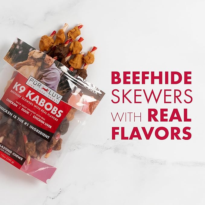 Dog Treats, K9 Kabobs for Dogs Made with Real Chicken and Duck, 12 Ounces, Healthy, Easily Digestible, Long-Lasting, High Protein Dog Treat, Satisfies Dog's Urge to Chew - PAWPICO