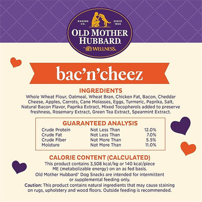 Old Mother Hubbard by Wellness Classic Bac'N'Cheez Natural Dog Treats, Crunchy Oven-Baked Biscuits, Ideal for Training, Large Size, 3 Pound (Pack of 1) - PAWPICO