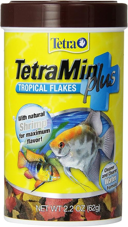 Tetra TetraMin Plus Tropical Flakes 2.2 Ounces, Nutritionally Balanced Fish Food, With Added Shrimp Tetra