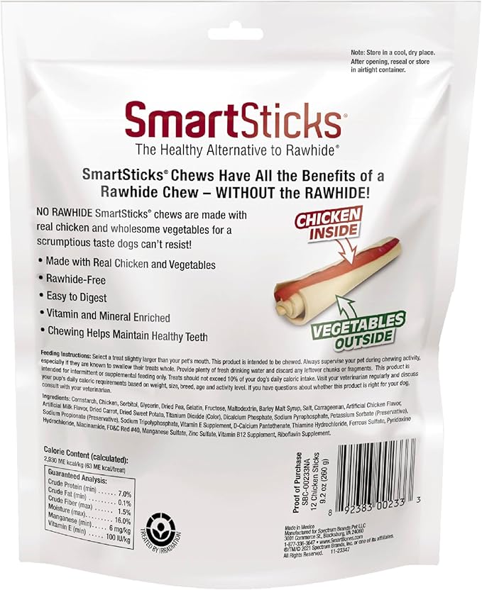 SmartBones SmartSticks, Treat Your Dog to a Rawhide-Free Chew Made With Real Meat and Vegetables - PAWPICO