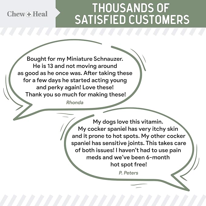 Chew + Heal All in 1 Dog Vitamin, 2PK - 240 Soft Chew Treats - Chewable Multivitamin with Probiotics, Digestive Enzymes, for Skin and Coat, Hip and Joint Support - Made in The USA ChewHeal