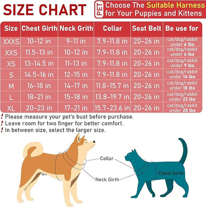 GAMUDA Dog Harness, Collar and Seat Belt Set, Vehicle Safety Harness, Retractable Adjustable Pet Seatbelts with Travel Strap and Carabiner for Most Cars (Red, XXS) GAMUDACollarsCollection