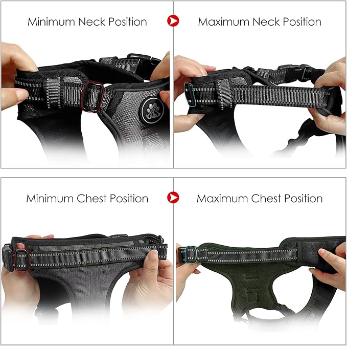 NESTROAD No Pull Dog Harness,Adjustable Oxford Dog Vest Harness with Leash,Reflective No-Choke Pet Harness with Easy Control Soft Handle for Large Dogs(X-Large,Black) NESTROAD