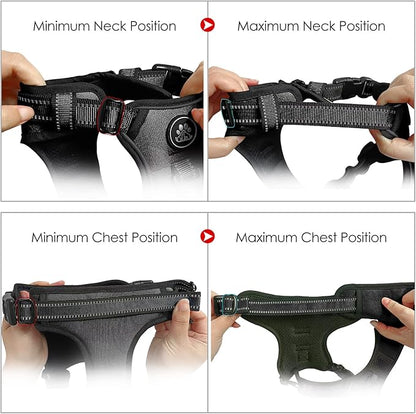 NESTROAD No Pull Dog Harness,Adjustable Oxford Dog Vest Harness with Leash,Reflective No-Choke Pet Harness with Easy Control Soft Handle for Large Dogs(Large,Black) NESTROAD