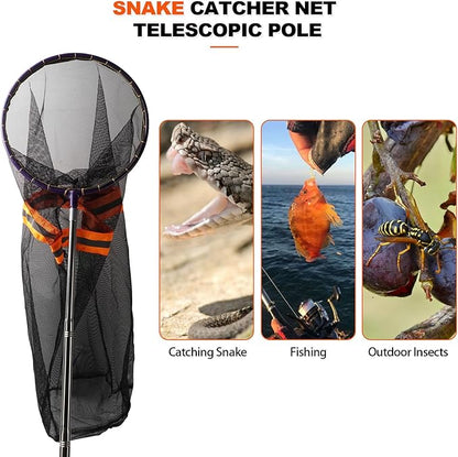 Snake Catcher Net, Rattlesnake Grabber Hnadling Tool, Reptile Catch Telescopic Pole Stick, Rattle Snake Removing and Catching Picker with 12" Ring, Extends to 40 Inches Professional+Heated+Jacket