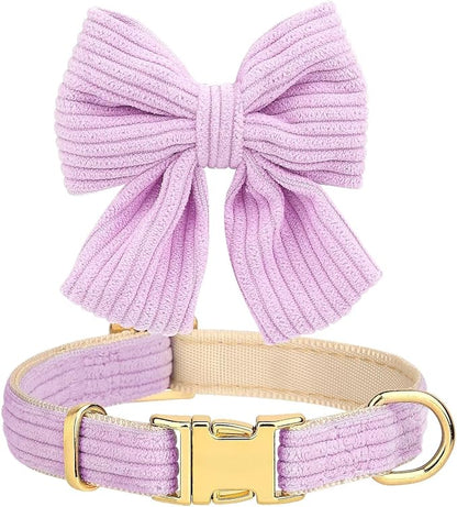 Didog Cute Small Dog Harness Collar & Leash Set, Adjustable Dog Collars and Leashes with Bowtie, Breathable Soft Mesh Padded Dog Vest for Puppies Small Dogs Walking, Purple, S Didog