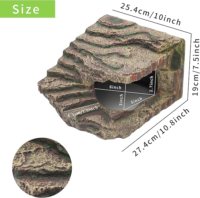 Reptile Hides Hideout Habitat, Reptile Caves for Bearded Dragons, Leopard Geckos, Lizards, Turtles, Snakes, Frogs (Extra Large-B) PAWPICO