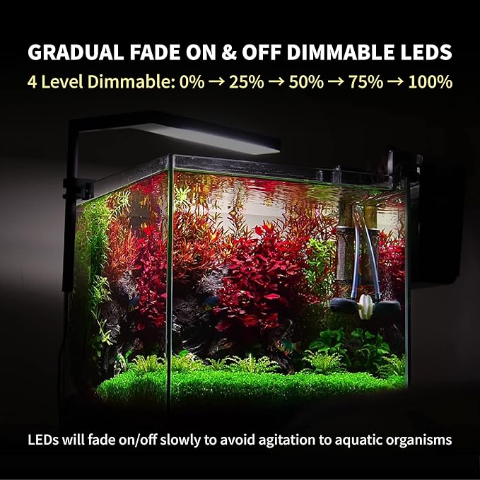 ONF Flat Nano Full Spectrum LED Aquarium Light, Dimmable 7000K / 1300lm, for <10 Gallons Rimless Fish Tanks, Aquatic Plant Growth, Terrarium Spotlight, Potted Plant IP54 Waterproof (Rose Gold) ONF