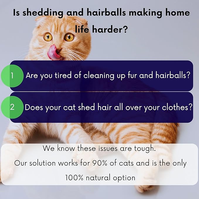 Anti Shedding for Cats, Natural Cat Shedding Prevention, Hair Balls Control for Cats, Breakaway, Vet-Approved Pet-Safe with Essential Oils (Rosemary) ROLLERPAWSTER