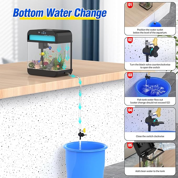 Small Fish Tank Aquarium 2.2 Gallon Glass Fish Tank Starter Kits with Silent Filter Pump, LED Light, humidifier and Betta Fish Tank Wilody