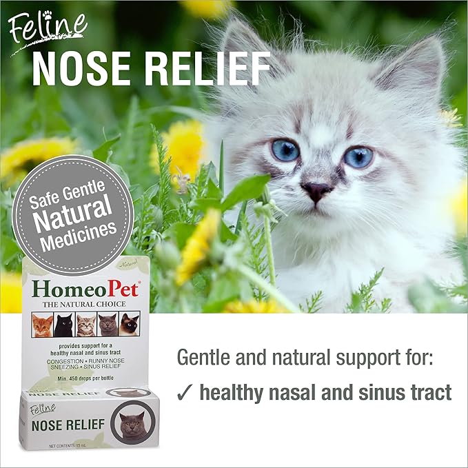 HomeoPet Feline Nose Relief, Natural Nasal and Sinus Medicine for Cats, Pet Medicine, 15 Milliliters HomeoPet
