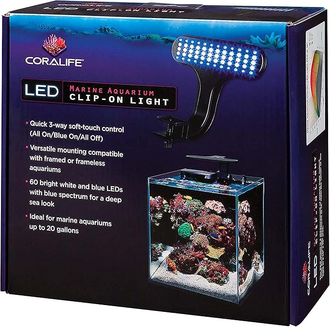 Coralife Aquarium Fish Tank Marine Salt Water Clip-On LED Light Coralife
