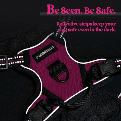rabbitgoo Dog Harness No Pull with 2 Leash Clips, Adjustable Soft Padded, Reflective Oxford No Choke Pet Vest with Easy Control Handle for Puppy, Hot Pink, XS rabbitgoo
