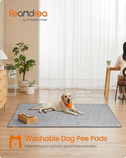 Feandrea Washable Pee Pads for Dogs, 2 Pack, Reusable Dog Pads, 72 x 72 Inches, XXL, Waterproof Pet Training Pads, Leakproof, Non-Slip, Super Absorbent, for Dogs, Cats, Rabbits, Dove Gray UPTD005G01 - PAWPICO