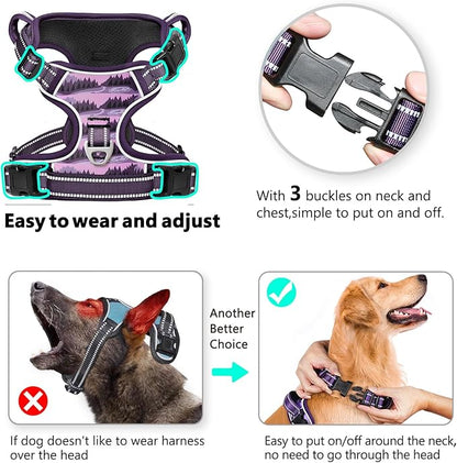 Timos Dog Harness,No-Pull Pet Harness Adjustable Soft Padded Dog Vest,Reflective No-Choke Pet Oxford Vest with Easy Control Handle for X-Large Dogs,Moon Night,XL Timos