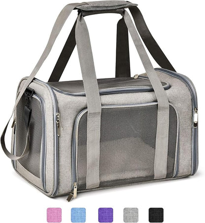 Henkelion Cat, Dog Carrier for Small Medium Cats Puppies up to 15 Lbs, TSA Airline Approved Carrier Soft Sided, Collapsible Travel Puppy Carrier - Grey - PAWPICO
