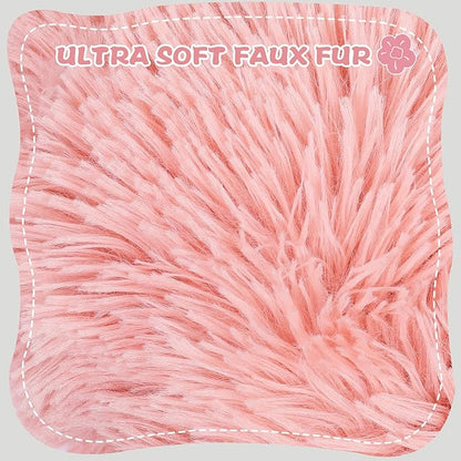 Cat Bed Cute, 23.6" Washable Pink Donut Bed for Indoor Cats and Small Dogs,Soft Cute Flower Fluffy Round Donut Cat Beds,Anti Anxiety Pet Bed,Self-Warming Bed,Blush Pink - PAWPICO