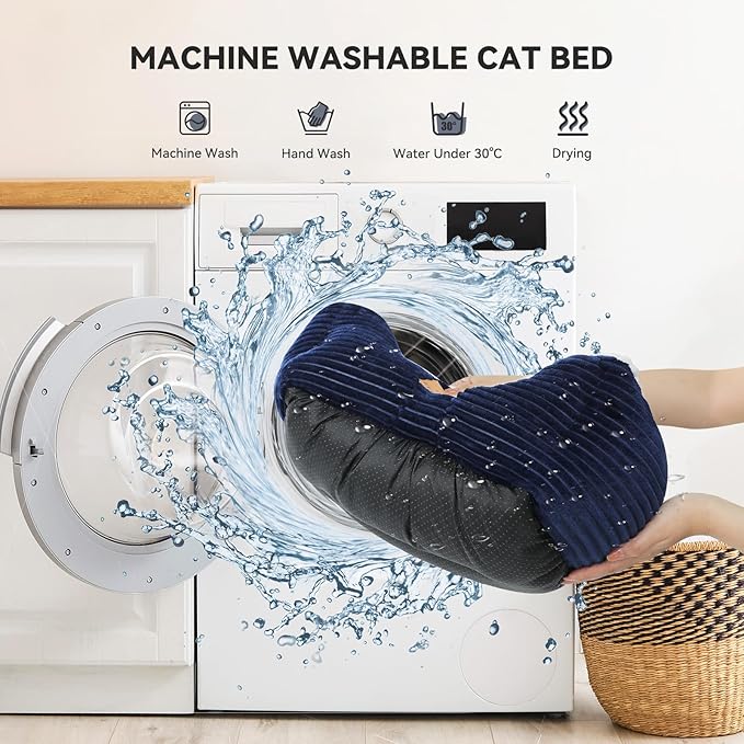 Cat Dog Bed for Pets, Rectangle Pet Bed Gift for Puppy and Kitten, Machine Washable Calming Fluffy Pet Couch Sofa for Indoor Outdoor, Portable Soft Cat Bed with Non-Slip Bottom (Small, Blue) - PAWPICO