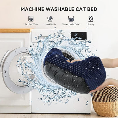 Cat Dog Bed for Pets, Rectangle Pet Bed Gift for Puppy and Kitten, Machine Washable Calming Fluffy Pet Couch Sofa for Indoor Outdoor, Portable Soft Cat Bed with Non-Slip Bottom (Small, Blue) - PAWPICO