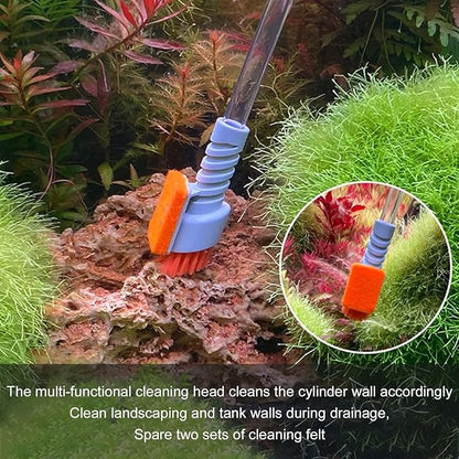 Bubble Magus M-Beans Aquarium Cleaning Kit 10 Gallon Gravel Vacuum & Water Changer Siphon, Long Hose Brush Pad, Ideal for 5-10 Gallon Tanks, Fish Tank Accessories Gravel Vacuum for Aquarium Kit Bubble-magus