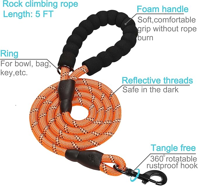 haapaw 2 Packs Martingale Dog Collar with Quick Release Buckle Reflective Dog Training Collars for Small Medium Large Dogs (Collar+Leash, S Neck 12"-13", Orange, 1+1 Packs) haapaw