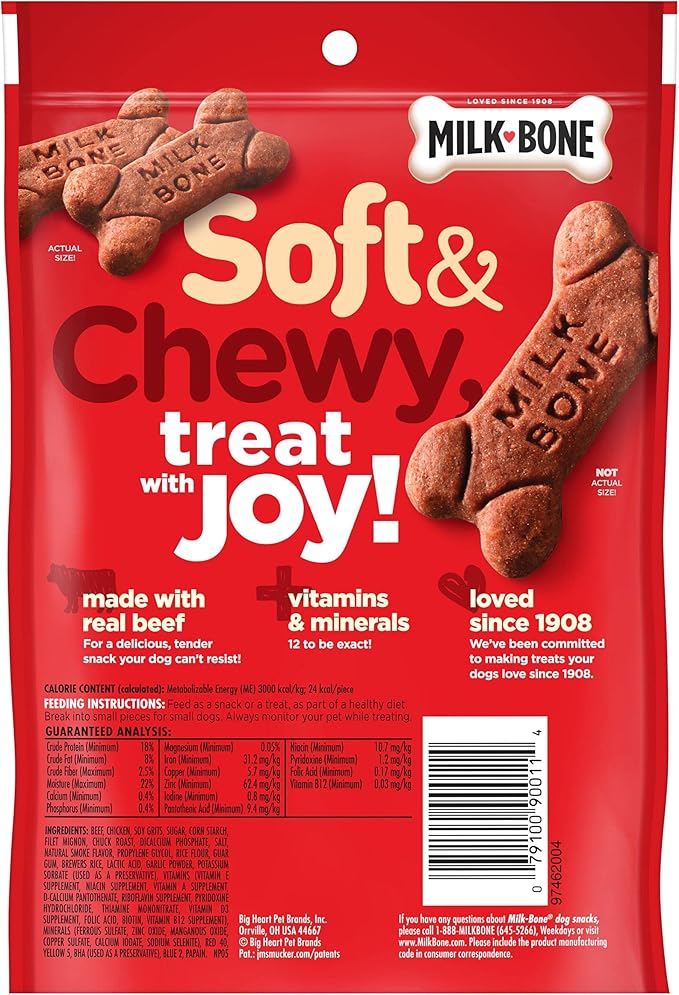 Milk-Bone Soft & Chewy Dog Treats, Beef & Filet Mignon Recipe, 5.6 Ounce (Pack of 10) Made with Real Chuck Roast - PAWPICO