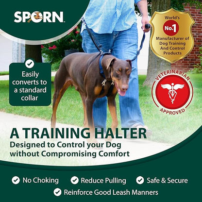 Sporn Original Training Halter, No Pull Dog Harness for Large Dogs with Blue Padded Sherpa Sleeves, Breathable Large Dog Harness No Pull, Provides to All Large Sized Breeds Sporn