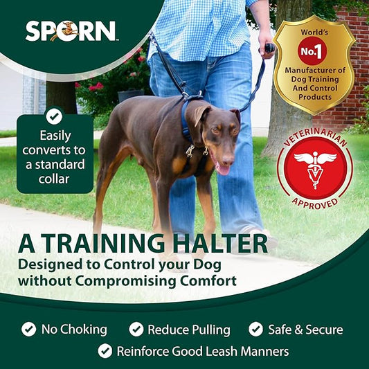 Sporn Original Training Halter, No Pull Dog Harness for Large Dogs with Blue Padded Sherpa Sleeves, Breathable Large Dog Harness No Pull, Provides to All Extra Large Sized Breeds Sporn