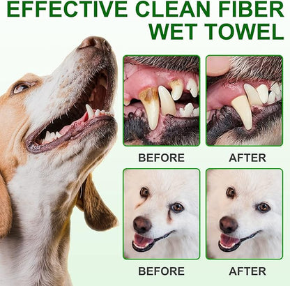 ALIVO Dental Teeth Cleaning Wipes for Dogs & Cats, Remove Bad Breath by Removing No-Rinse Dog Finger Toothbrush, Disposable Gentle Cleaning Pet Dental Care Wipes, 50pc PAWPICO