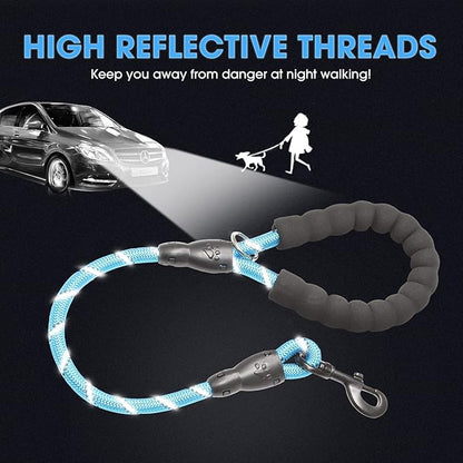 BAAPET 2/4/5/6 FT Dog Leash with Comfortable Padded Handle and Highly Reflective Threads for Small Medium and Large Dogs (2FT-1/2'', Blue) - PAWPICO