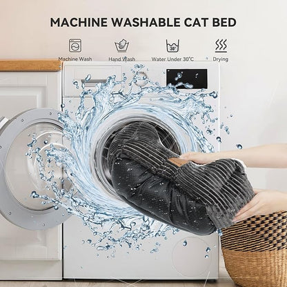 Cat Dog Bed for Pets, Rectangle Pet Bed Gift for Puppy and Kitten, Machine Washable Calming Fluffy Pet Couch Sofa for Indoor Outdoor, Portable Soft Cat Bed with Non-Slip Bottom (Small, Dark Grey) - PAWPICO
