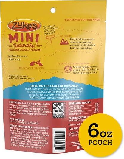 Zuke’s Hip and Joint Support Dog Treats for Adult Dogs of All Sizes, Senior Dog Treats made with Real Beef, 6 oz. Resealable Pouch - 6 oz. Bag - PAWPICO