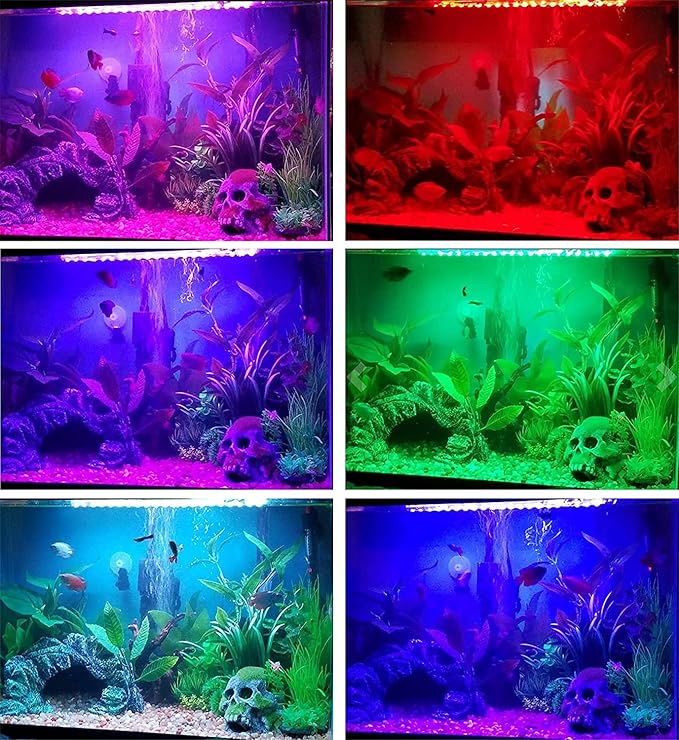 LED Aquarium Lights RGB Fish Tank Lights Underwater IP68 Waterproof Submersible Remote Control Tank Lights Color Changing Fish Aquarium Tank Waterfall Lighting, 11 inch S+SMIFUL