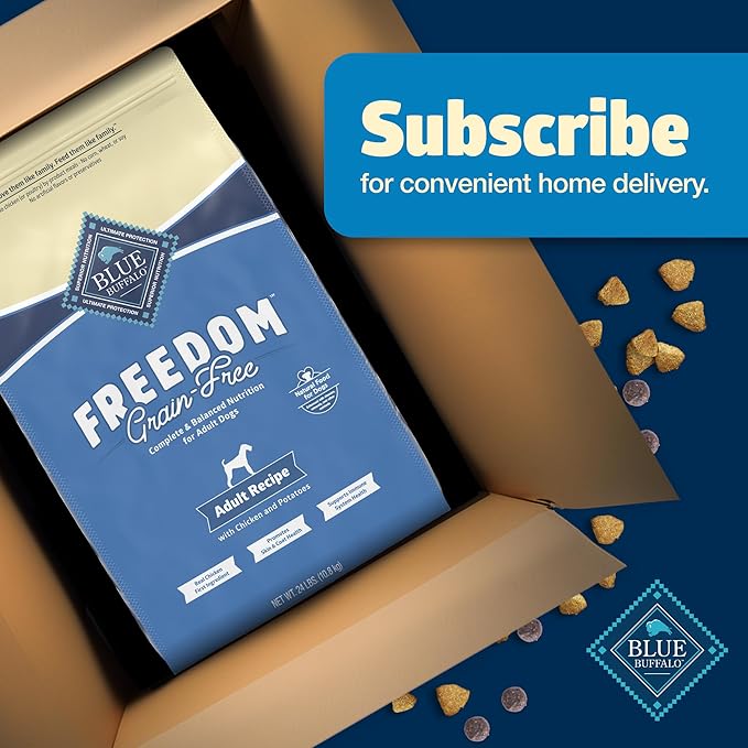 Blue Buffalo Freedom Grain-Free Dry Dog Food, Complete & Balanced Nutrition for Adult Dogs, Made in the USA With Natural Ingredients, Chicken & Potatoes, 24-lb. Bag - PAWPICO