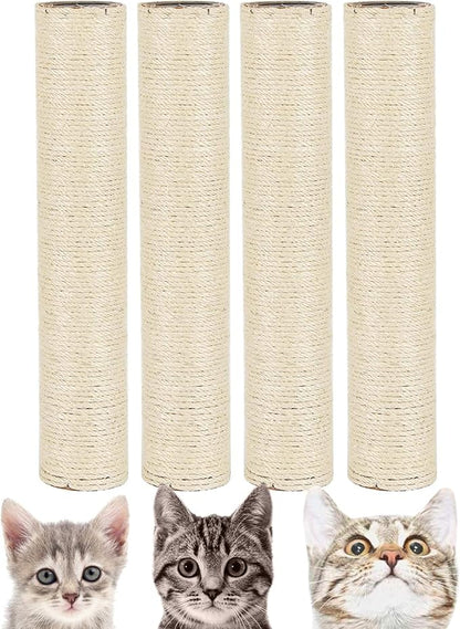 BNOSDM 4 Pcs M8 15”x2.75” Cat Tree Scratching Post Replacement Parts for Indoor Cats Tower Rope Scratch Poles Refill Sisal Pole Part for Refurbishment Hemp Kitty Furniture Accessories Spare - PAWPICO