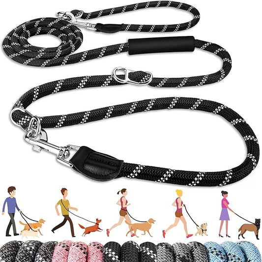 Lukovee Hands Free Dog Leash, 10FT Adjustable Dog Training Leash 1/2 Inch Nylon Heavy Duty Lead No Pull for Large Medium Dogs, Tangle Free Reflective Waist Leash for Dog Walking Running, Black Lukovee