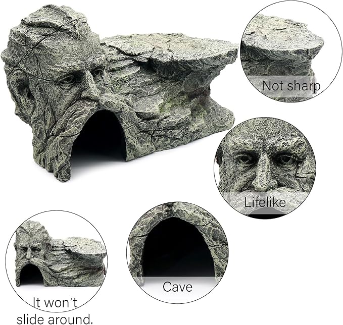 Reptile Rock Basking Platform, Gecko Hide Cave Hiding Place, Snake Cave and Hides for Reptiles, Amphibians, and Small Animals, Lizards relaqcc