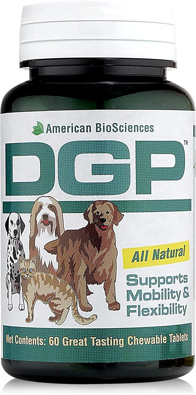 DGP, All-Natural Joint Supplement for Dogs - Joint Support with Turmeric, Boswellia Extract & More - Quick Effect for Immediate Mobility Support - 60 Chewable Pet Tablets AmericanBioSciences